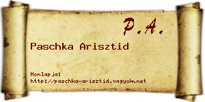 Paschka Arisztid névjegykártya